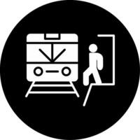 Urban Subway Station Entrance Glyph Circle Inverted vector
