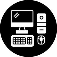 Desktop Work Computer Glyph Circle Inverted vector