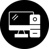 Dual Screen Monitor Display Glyph Circle Inverted vector