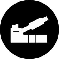 Mechanical Handbrake Lever Glyph Circle Inverted vector