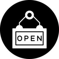 Store Open Welcome Sign Glyph Circle Inverted vector