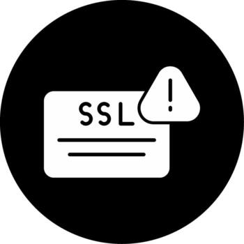 ssl certificado verificación error glifo circulo invertido vector