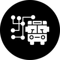 Detailed Bus Route Map Glyph Circle Inverted vector