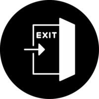 Illuminated Exit Direction Sign Glyph Circle Inverted vector