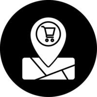 Grocery Store Map Tag Glyph Circle Inverted vector