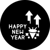 Cheerful Happy New Year Card Glyph Circle Inverted vector