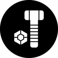 Threaded Hex Bolt Glyph Circle Inverted vector