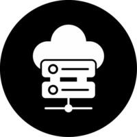 Data Center Server Rack Glyph Circle Inverted vector