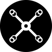 Cross Style Lug Wrench Glyph Circle Inverted vector