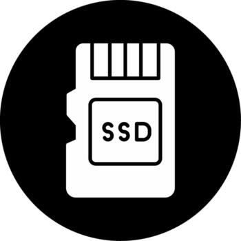 rápido cargando ssd almacenamiento glifo circulo invertido vector