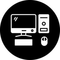 Personal Desktop Computer Glyph Circle Inverted vector