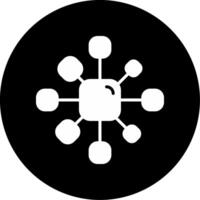 Wired and Wireless Network Nodes Glyph Circle Inverted vector