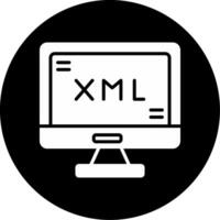 XML Tag Structure Icon Glyph Circle Inverted vector