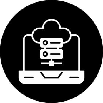 web servidor hospedaje estante glifo circulo invertido vector