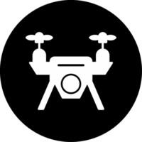 Quad Drone with Camera Glyph Circle Inverted vector