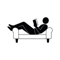 Relaxing Person Reading a Book on a Couch Simple Pictogram Illustration vector