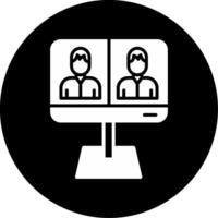 Group Audio Conference Call Glyph Circle Inverted vector