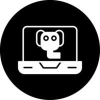 PostgreSQL Elephant DB Icon Glyph Circle Inverted vector