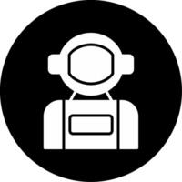 Floating Astronaut in Space Glyph Circle Inverted vector