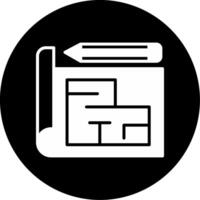 Technical Blueprint Drawing Glyph Circle Inverted vector