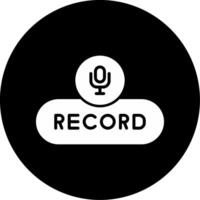 Record Voice Button Glyph Circle Inverted vector