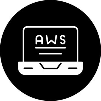 AWS Cloud Computing Icon Glyph Circle Inverted vector