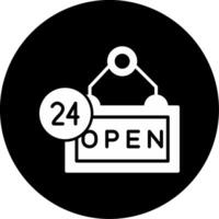 Always Open Store Sign Glyph Circle Inverted vector