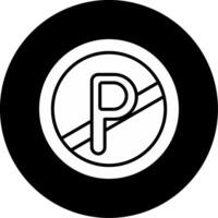 No Parking Zone Notice Glyph Circle Inverted vector