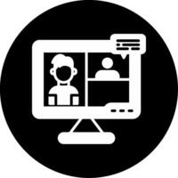 Virtual Freelancer Meeting Setup Glyph Circle Inverted vector