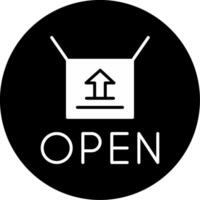 Business Now Open Sign Glyph Circle Inverted vector