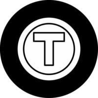Roadway Dead End Marker Glyph Circle Inverted vector