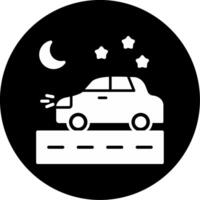 Nighttime Driving Scene Glyph Circle Inverted vector