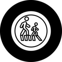 Caution School Zone Sign Glyph Circle Inverted vector