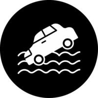 Wet Weather Driving Conditions Glyph Circle Inverted vector