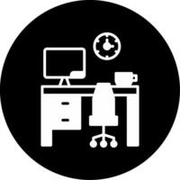 Efficient Home Workspace Setup Glyph Circle Inverted vector