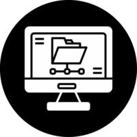 FTP File Transfer Icon Glyph Circle Inverted vector