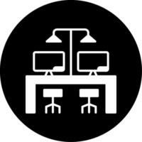 Shared Co working Office Space Glyph Circle Inverted vector