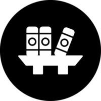 Wooden Library Bookshelf Glyph Circle Inverted vector