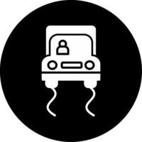 Road Slippery When Wet Sign Glyph Circle Inverted vector