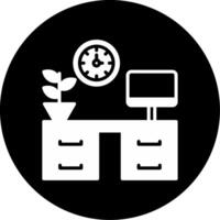 Cozy Home Office Setup Glyph Circle Inverted vector