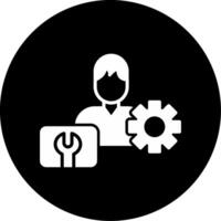 Technical IT Support Chat Glyph Circle Inverted vector