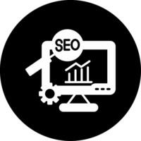 Optimized Website SEO Strategy Glyph Circle Inverted vector