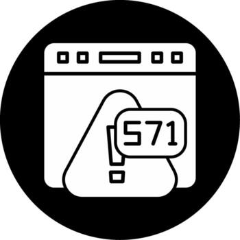 error 571 marcha atrás apoderado choque glifo circulo invertido vector