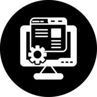 Automated Blog Content Management Glyph Circle Inverted vector