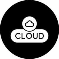 Open Cloud Button Glyph Circle Inverted vector