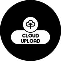 Cloud Upload Icon Button Glyph Circle Inverted vector