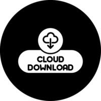 Cloud Download Icon Button Glyph Circle Inverted vector