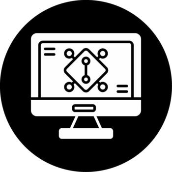 API Gateway Entry Point Icon Glyph Circle Inverted vector