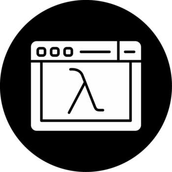 lambda función código bloquear glifo circulo invertido vector