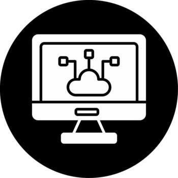 borde informática nodo icono glifo circulo invertido vector